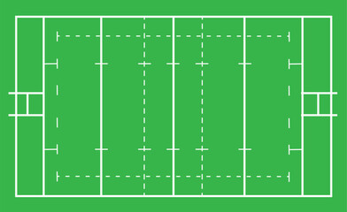 Rugby field icon. Rugby field with marking from top view. Green Rugby field. flat style.