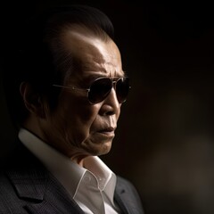 Fototapeta premium Villain from Asian action movies. Great for stories on crime, underworld, mobsters, dons, Mafia, action, ruthless businessman and more. 