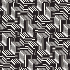 Monochrome Glitch Effect Textured Zigzag Pattern - obrazy, fototapety, plakaty