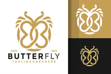 Butterfly logo design vector symbol icon illustration