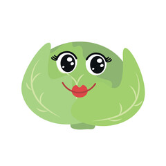 Funny cabbage with a cartoon face