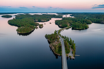 sunset over the lake