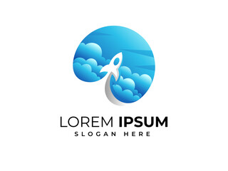 Obraz premium Rocket logo design flying in the air