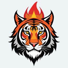 Plakat Tiger head with flame logo vector illustration