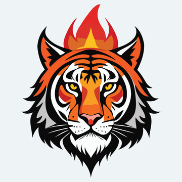 Tiger head with flame logo vector illustration
