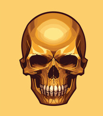 skull head surrounded by flowers and leaves illustration