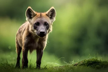 Fotobehang hyena in the green forest generated Ai technology © baloch