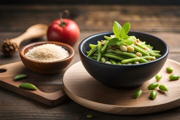 Sprout Beans in bowl with apple generated Ai technology