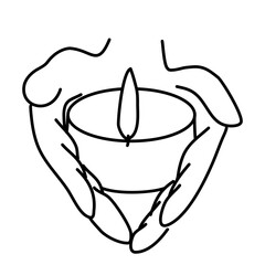hand holding candle line art