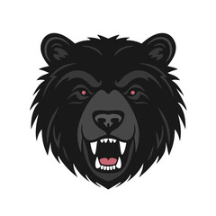 Growling grizzly bear head vector illustration on isolated white background.