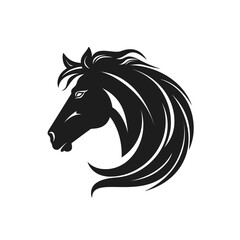 Horse head black vector icon isolated on white background. Horse head silhouette.