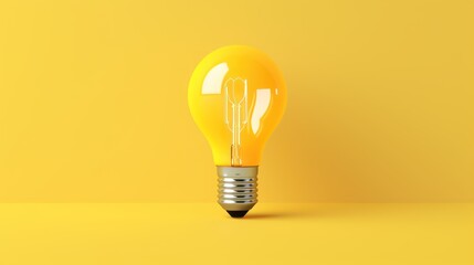 yellow light bulb with yellow background