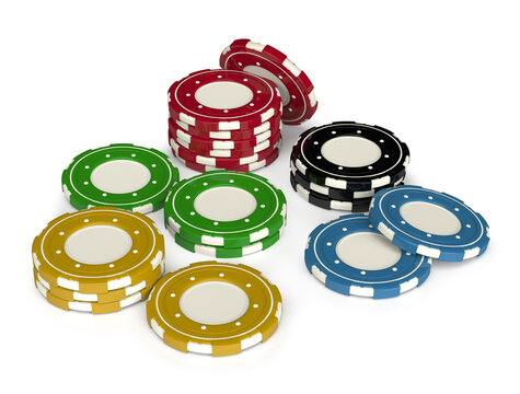 Casino Gambling Chips 3D Isolated On White Background