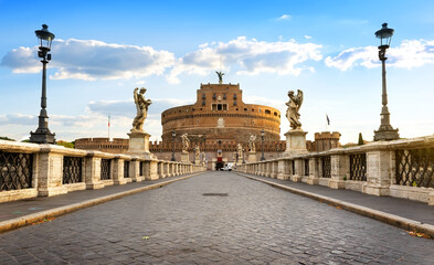 Bridge leading to Castle of the Holy Angel in Rome, Italy