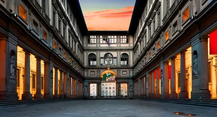 Fotobehang Piazzale degli Uffizi in Florence at sunrise, Italy © Designpics