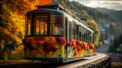 Obraz premium Seilbahn in den Bergen, KI generated