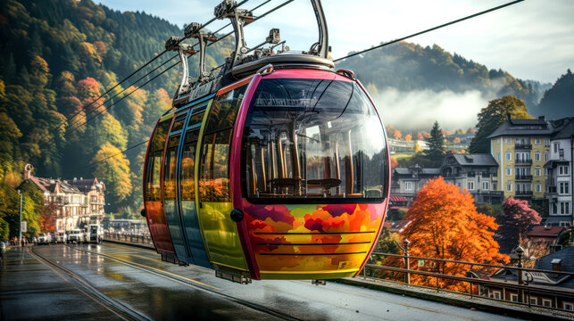 Seilbahn in den Bergen, KI generated
