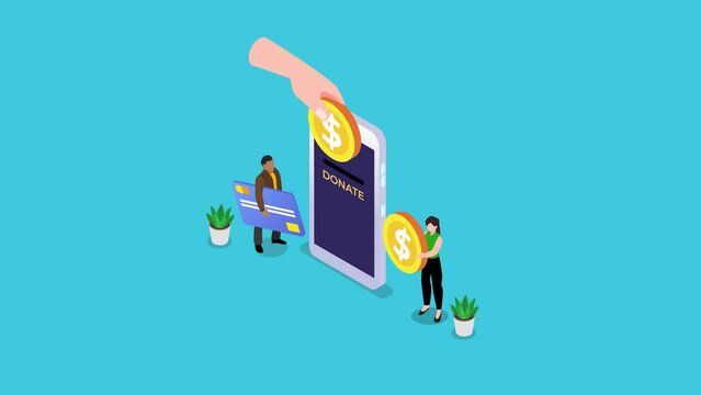 People donating money by online payments