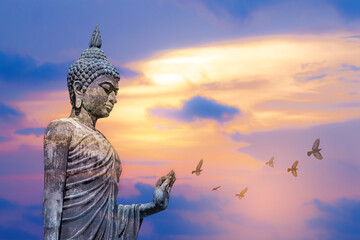 standing buddha, big buddha center of beliefs according to Buddhist guidelines