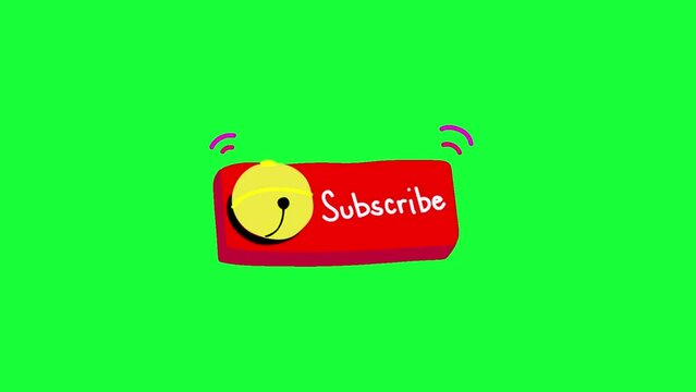 Animated Subscribe Button icon background animated, logo symbol, social media, green screen
