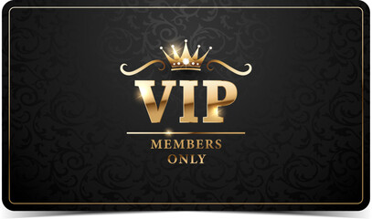 Premium VIP Card. Black and gold luxury vip business card design template.