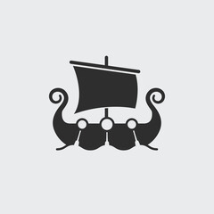 Viking Oseberg ship silhouette vector illustration