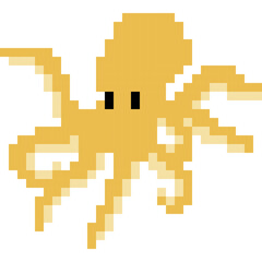 Octopus cartoon icon in pixel style.