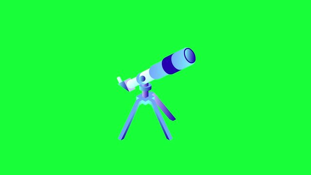 Animated Telescope icon background animated, logo symbol, social media, green screen