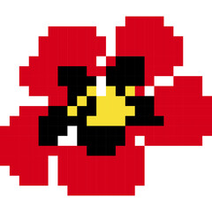 red flower cartoon icon in pixel style