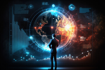 Digital Cyber World Technology Financial Business Grow Background