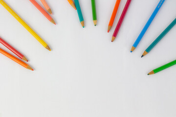 Colorful back-to-school arsenal: Colored pencils in a burst of hues