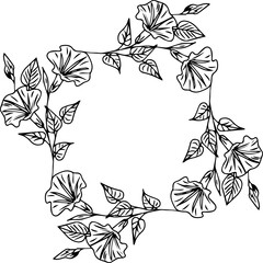 Hand drawn vector frame. Floral wreath with leaves for wedding and holiday. Decorative elements for design. Isolated