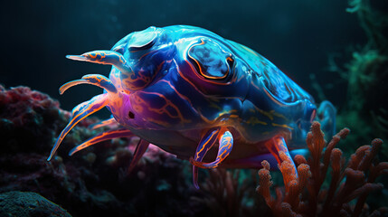 Fototapeta na wymiar under sea creature, vibrant colors