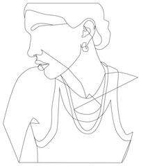 Girl. Women's faces in the style of one line art.