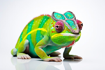Beautiful chameleon on a light background. Generative AI