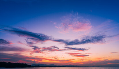 Naklejka na ściany i meble sunset sky in the evening over the sea