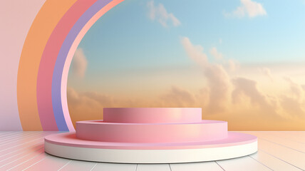 3d pastel podium for your product. Generative AI
