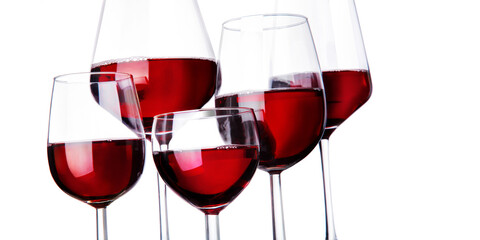 Rotwein,  vershiedene Gläser