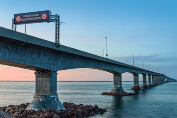 Confederation Bridge linking Prince Edward Island with mainland New Brunswick.