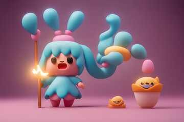 Obraz premium easter bunny with eggs