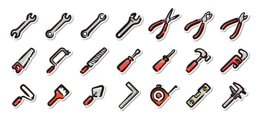 Illustrated sticker set of tool.Quick and simple to use.