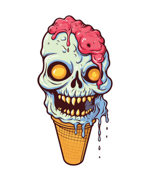 Ice cream cone with a little monster vector illustration