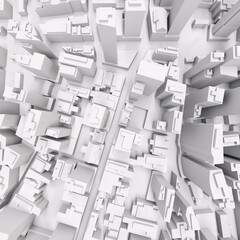 White modern city, aerial view. 3D rendering