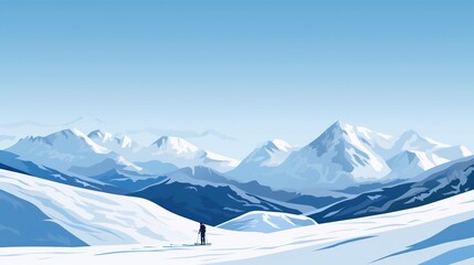 Fototapeta premium winter landscape with mountains. ai generative.