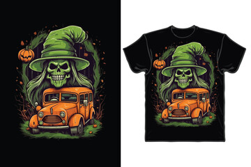 Halloween Truck by jenny b pumpkin Gnome t-shirt design