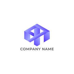 ILLUSTRATION ABSTRACT GRADIENT PURPLE GEOMETRIC LINE LOGO ICON TEMPLATE DEISIGN VECTOR