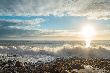 Ocean shore at sunrise (Cabot Trail, Cape Breton, Nova Scotia, Canada)
