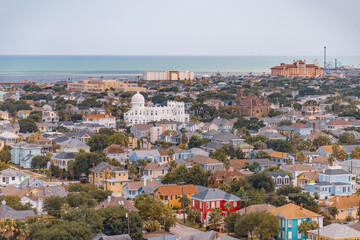 Fototapeta na wymiar Aerial view of the Galveston city, Texas, USA
