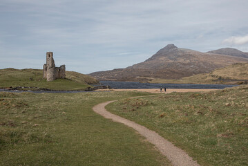 Ruins of a scottish castle on an island