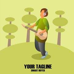 Flat Design Vector Illustration Of Musician